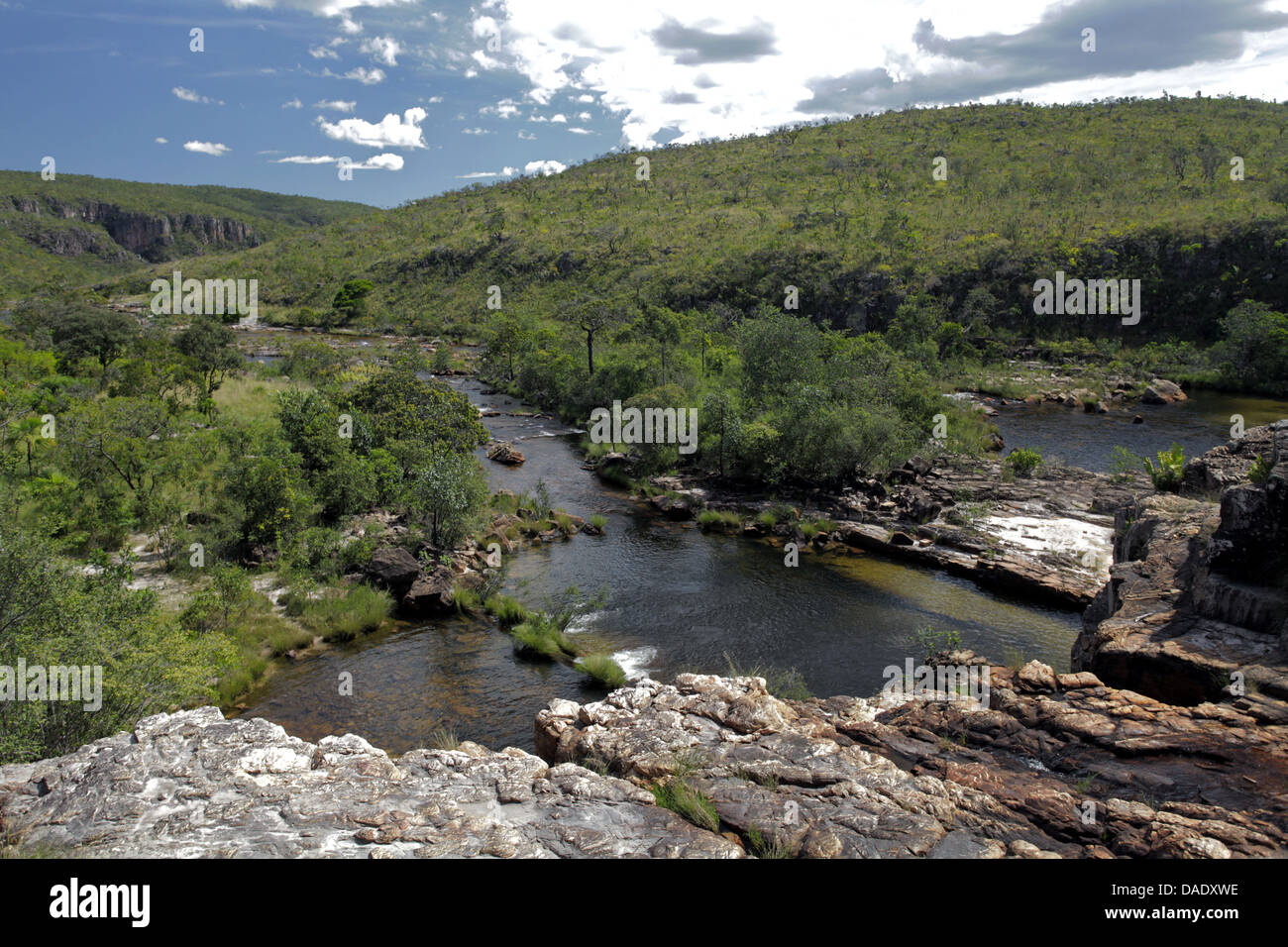 River of Couros rock formation and landscape Chapada dos Veadeiros Goias State, central Brazil Stock Photo