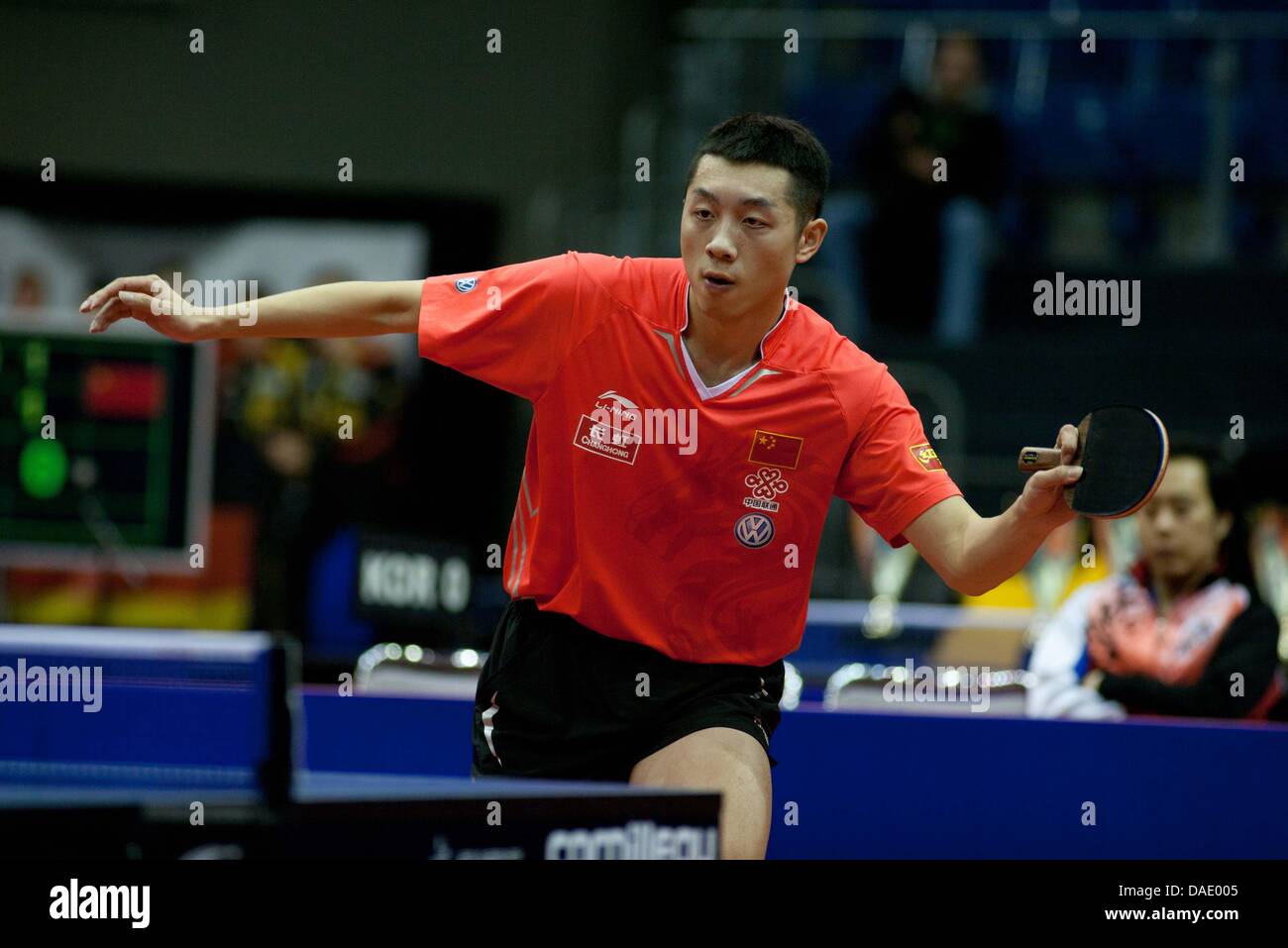 Table tennis player Ma Long from China plays the ball during the Table