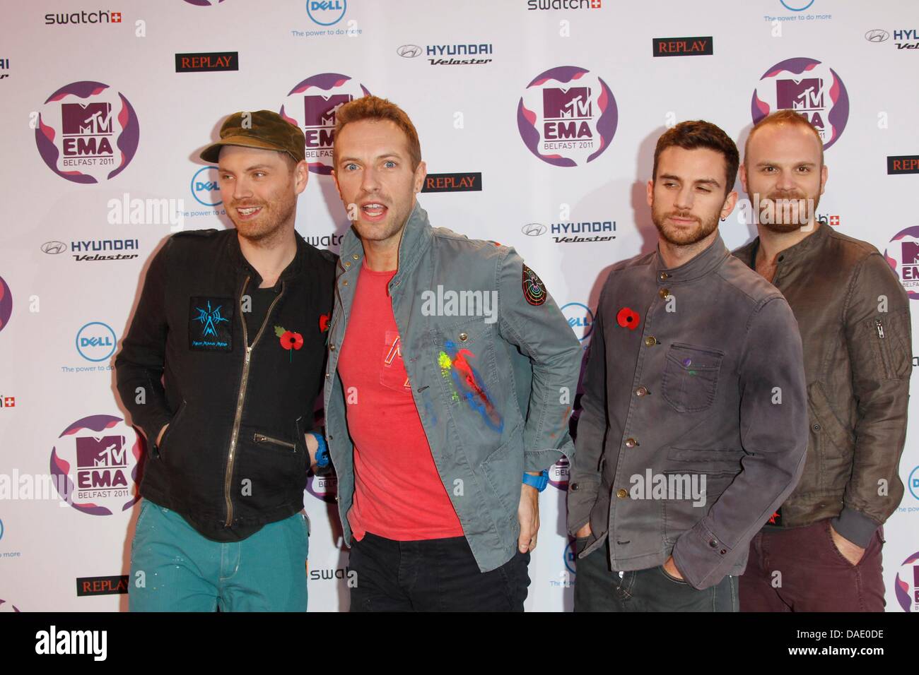 Will Champion of Coldplay arrives at the BBC Radio 1 studios London,  England - 17.12.10 Stock Photo - Alamy