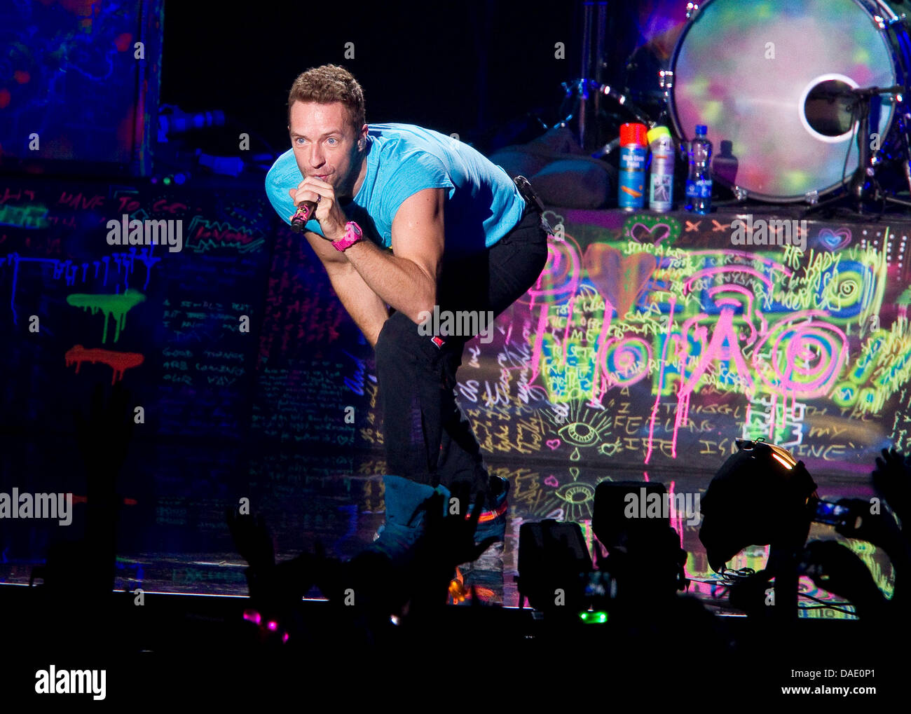 Coldplay performing live in Europe