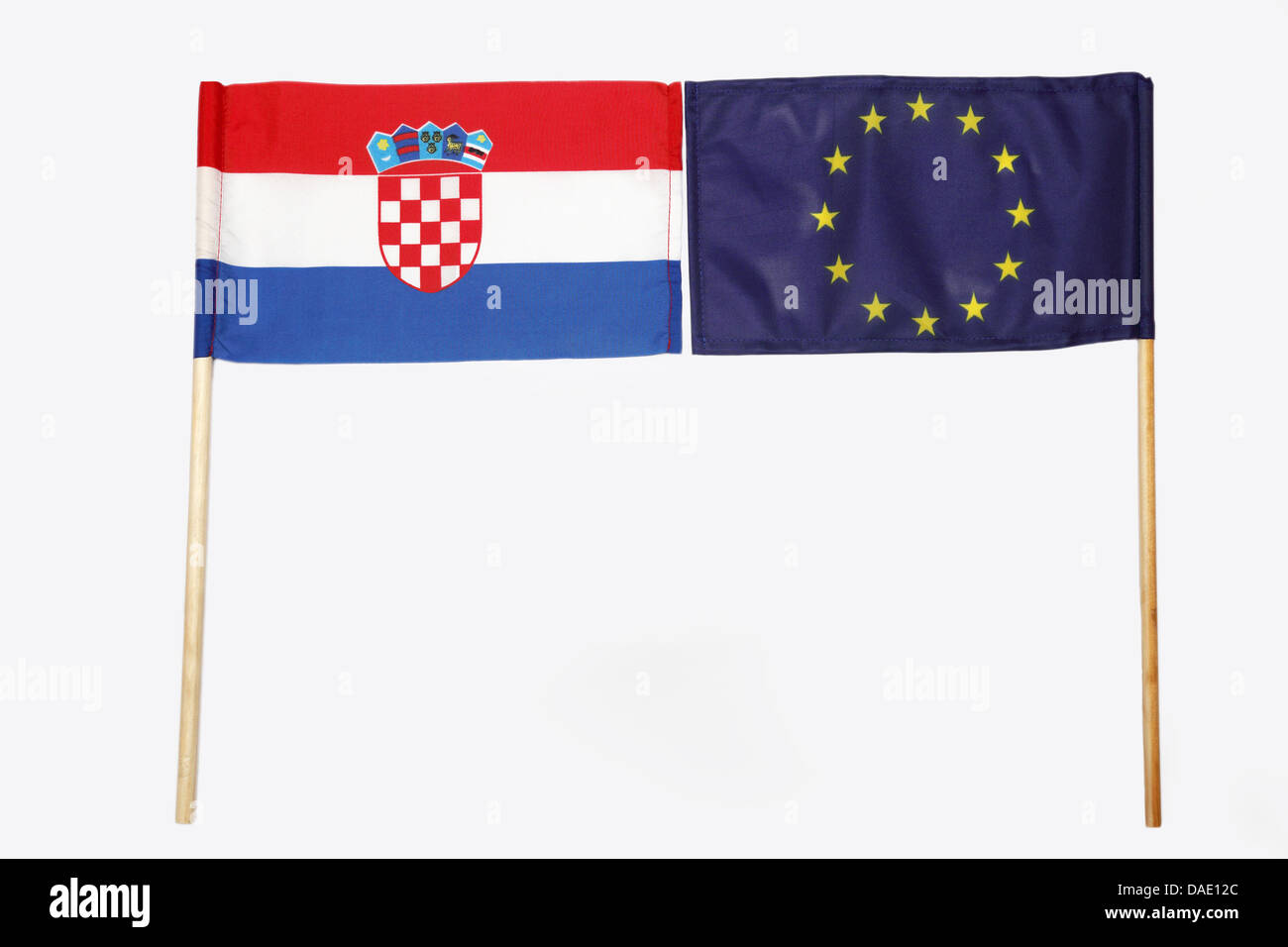 Ilustratione of European Union and Croatian flag. Stock Photo