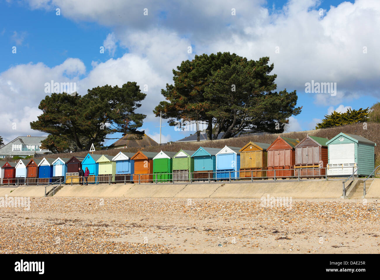 Colourful beach huts at Avon Beach, Dorset UK Stock Photo Alamy