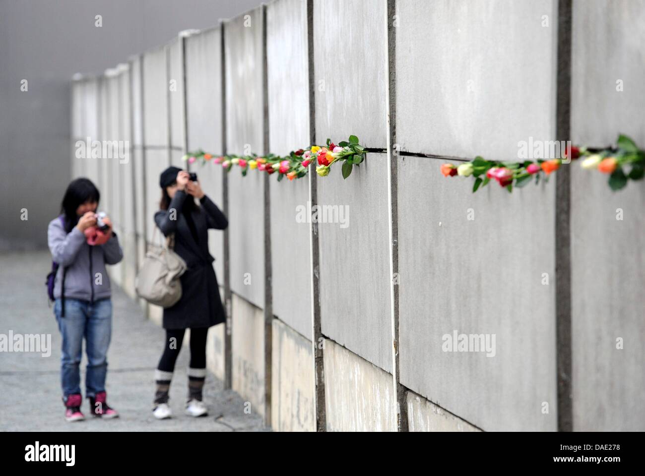 Roses are seen at the 'Berlin Wall Memorial' in Berlin, Germany, 09