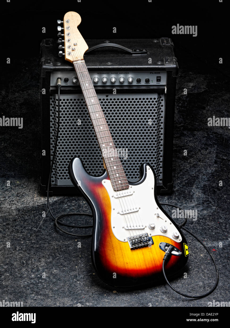 Electric guitar with amplifier Stock Photo Alamy