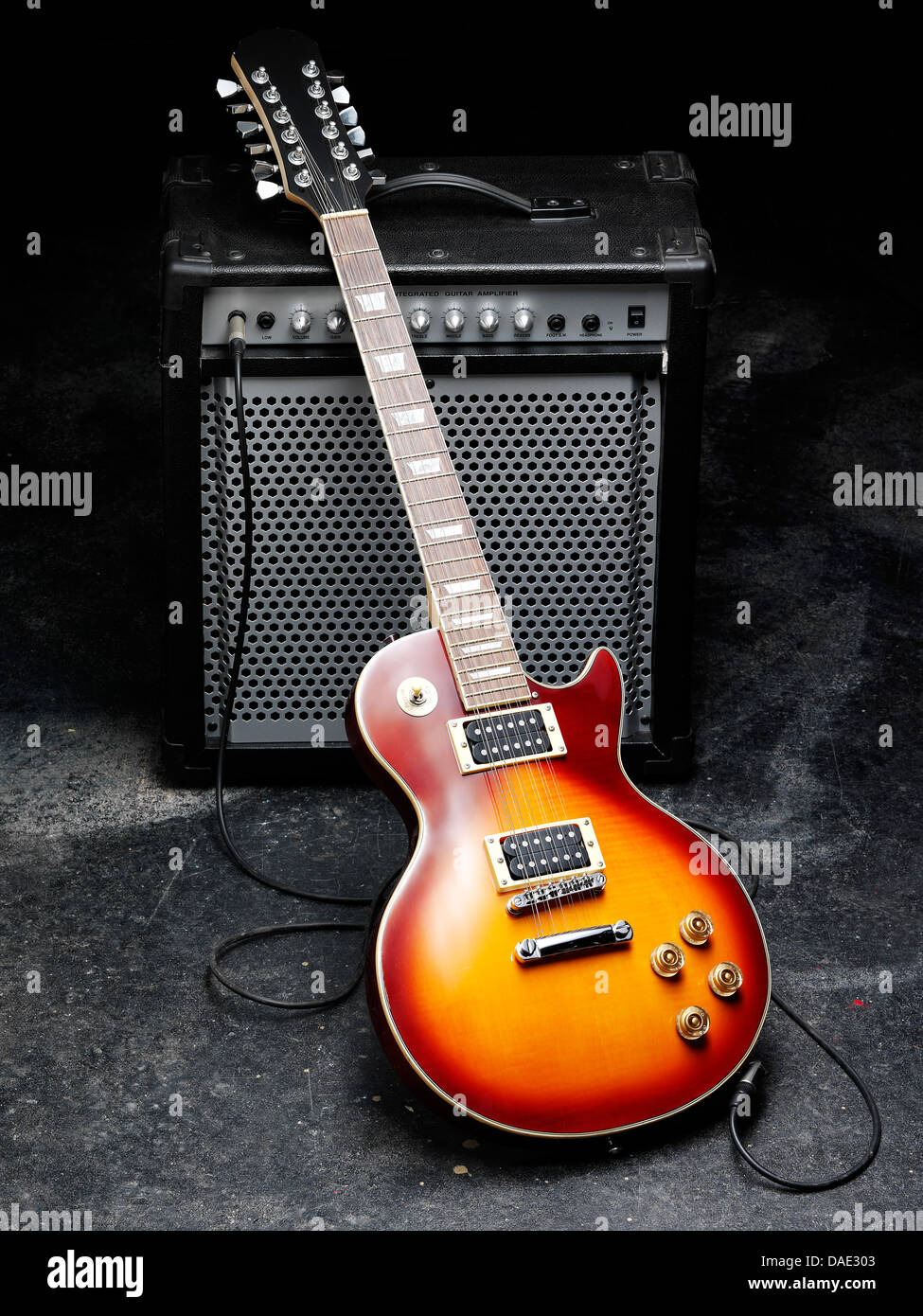 Electric guitar with amplifier Stock Photo Alamy