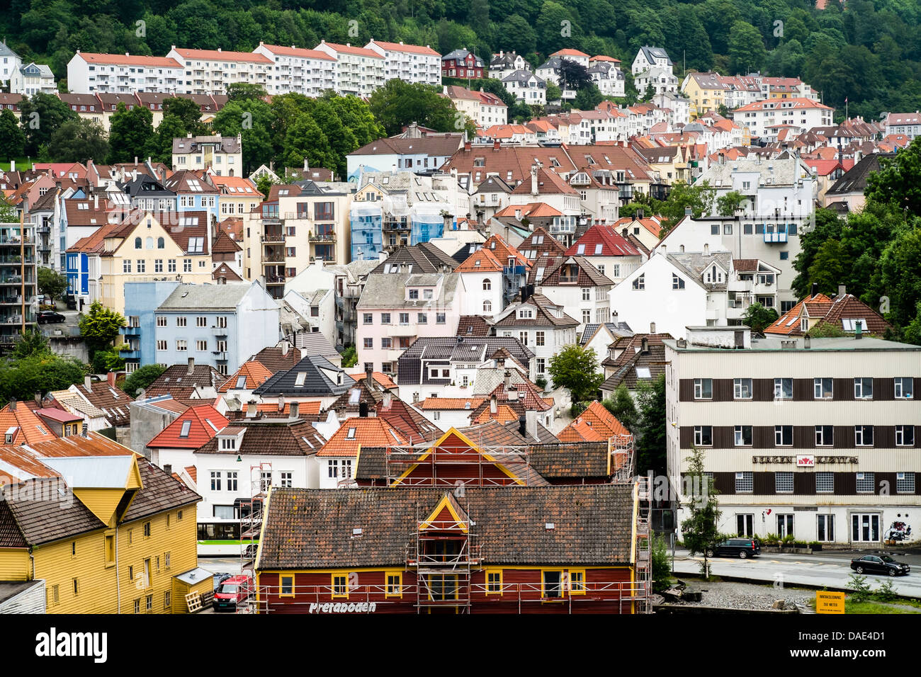 Buildings in the old town part of Bergen, Norway. Stock Photo
