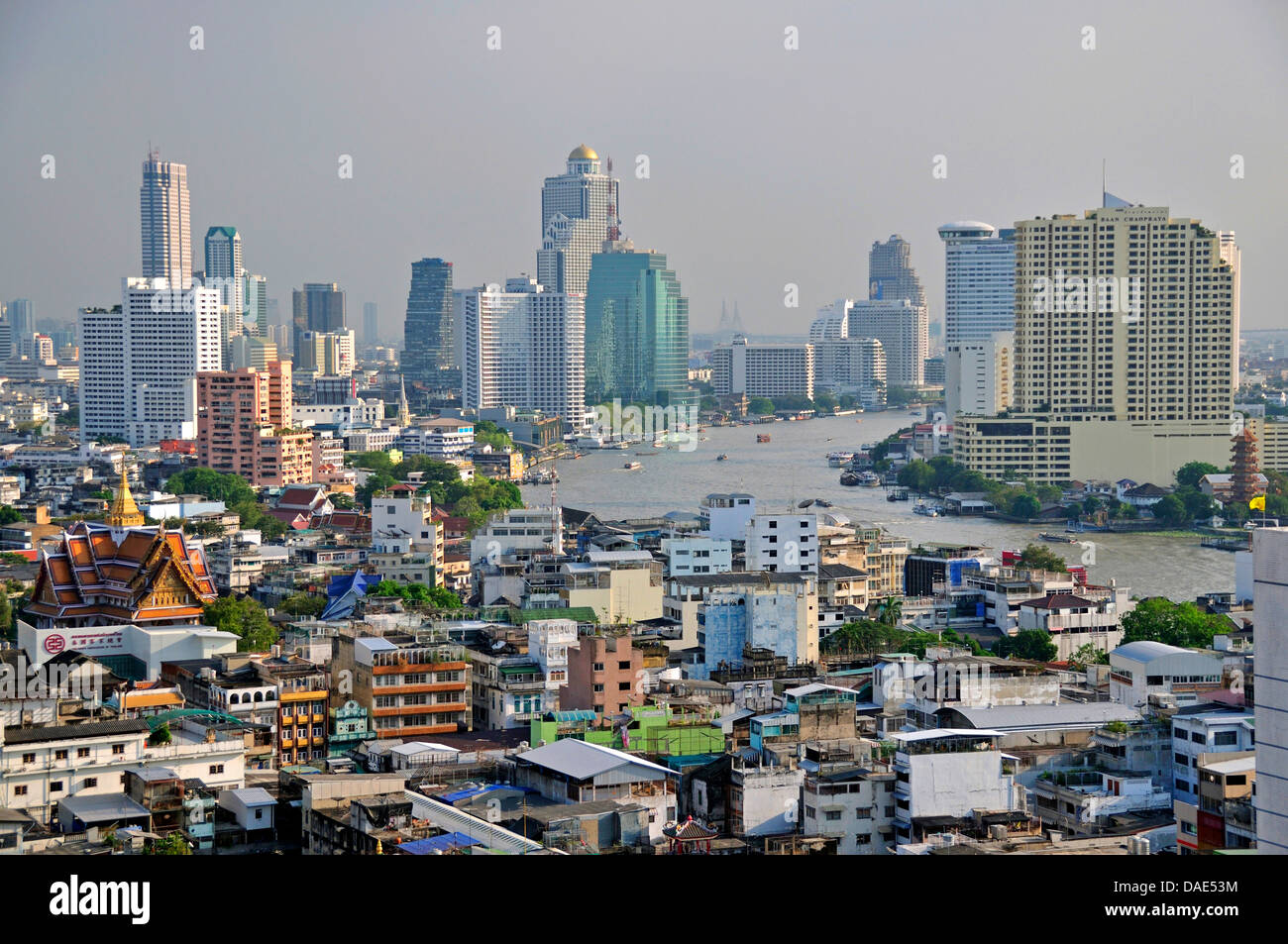 panoramic view to Chinatown and financial district Bang Rak, Thailand, Bangkok Stock Photo