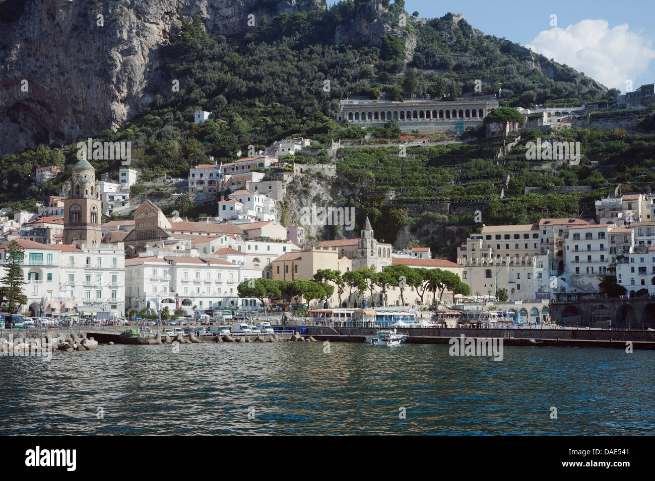 Approaching Amalfi from the sea Stock Photo