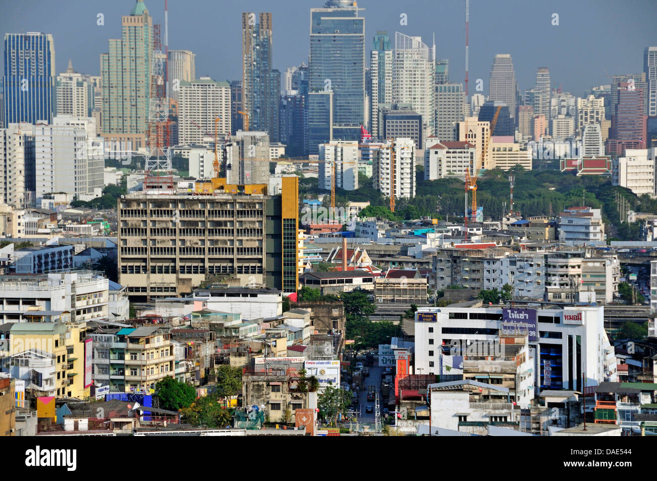panoramic view to Chinatown and financial district Bang Rak, Thailand, Bangkok Stock Photo