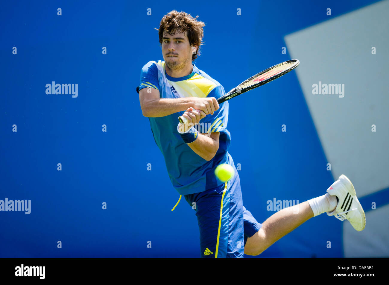 Guido Pella Of Argentina In Action Playing Two Handed Backhand During Singles Match Stock Photo Alamy