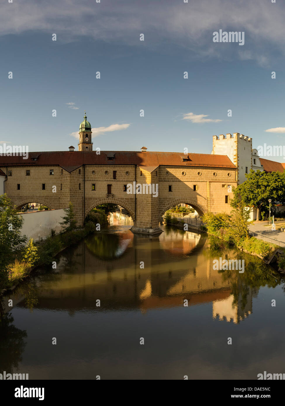 Germany, Bavaria, Amberg, View of Stadtbrille at Vils River Stock Photo ...