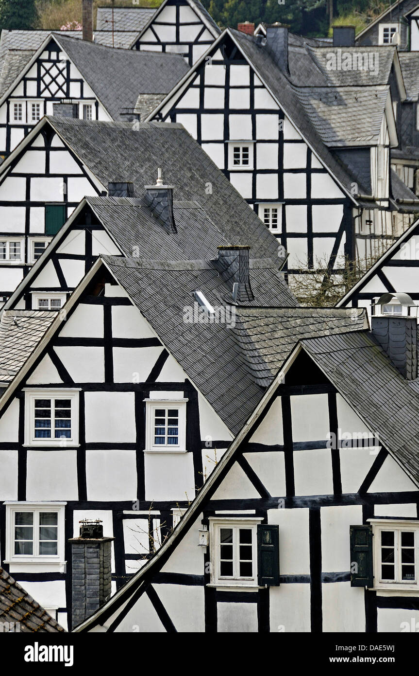 half-timbered houses in historic old town, Alte Flecken, Germany, North Rhine-Westphalia, Siegerland, Freudenberg Stock Photo