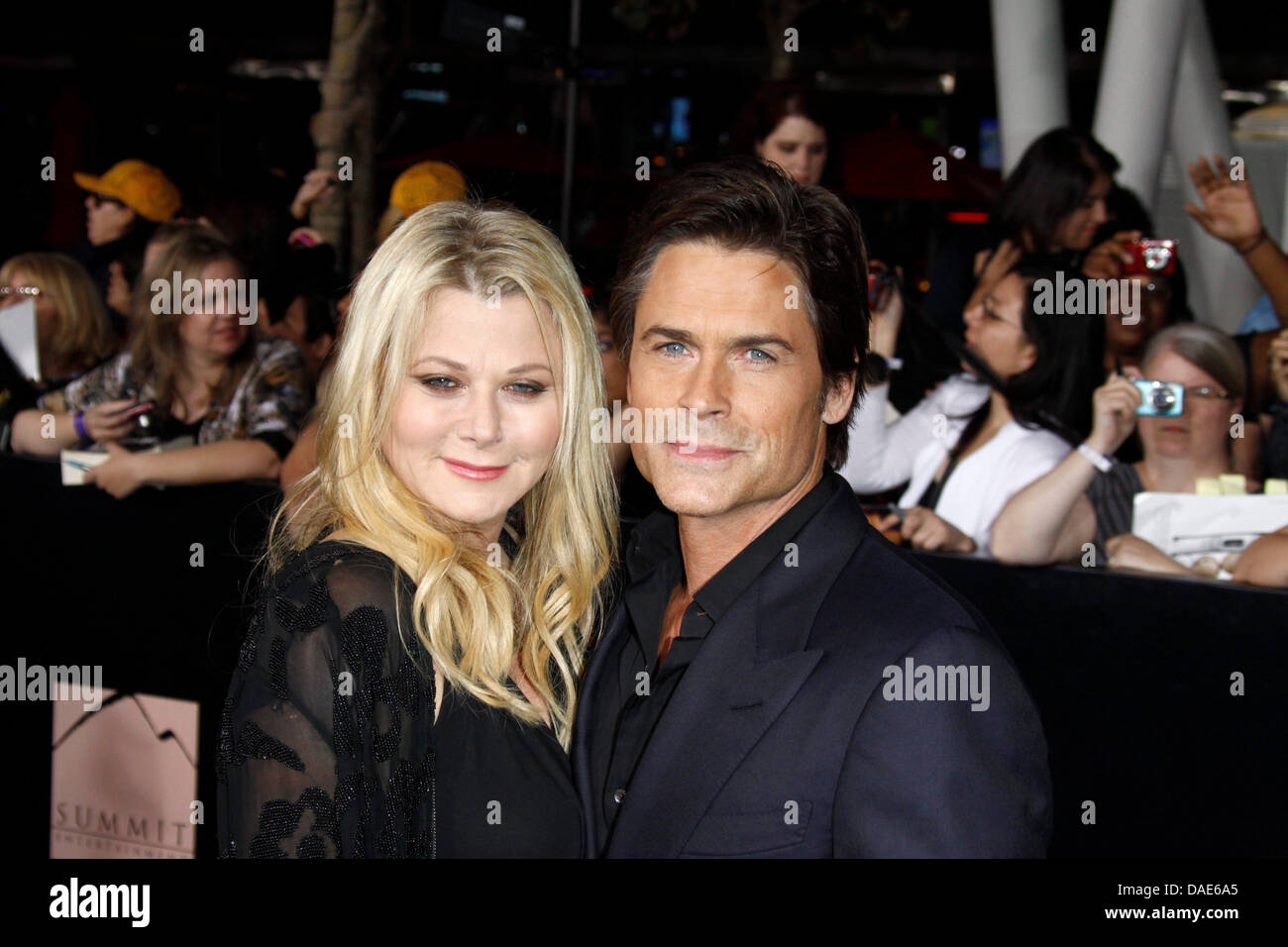 US actor Rob Lowe and his wife Sheryl Berkoff arrive for the World Premiere of 'The Twilight Saga: Breaking Dawn - Part 1' at Nokia Theatre at L.A. Live in Los Angeles, USA, 15 November 2011. Photo: Hubert Boesl Stock Photo