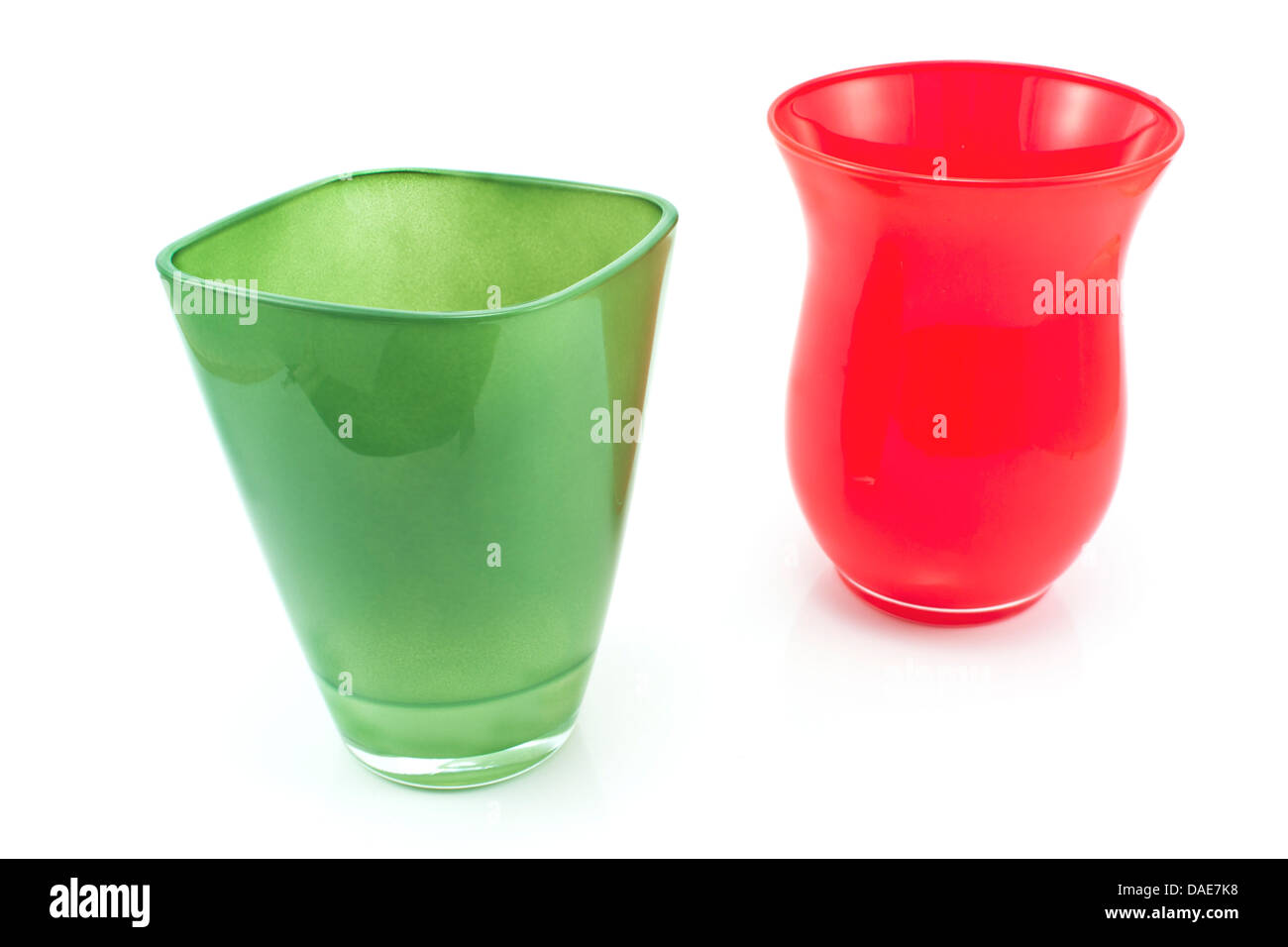Red and green glass vase isolated on white Stock Photo Alamy