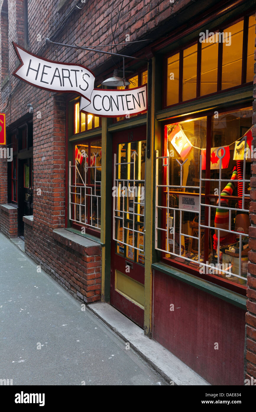 Fan Tan Alley in Chinatown, world's narrowest street-Victoria, British Columbia, Canada. Stock Photo