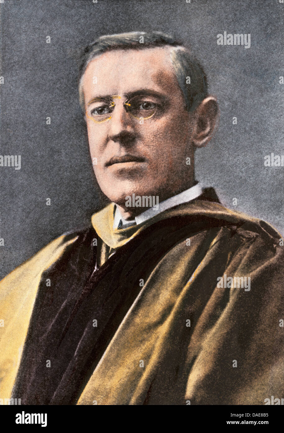 Woodrow Wilson, LL.D., as president of Princeton University. Hand-colored halftone of a photograph Stock Photo