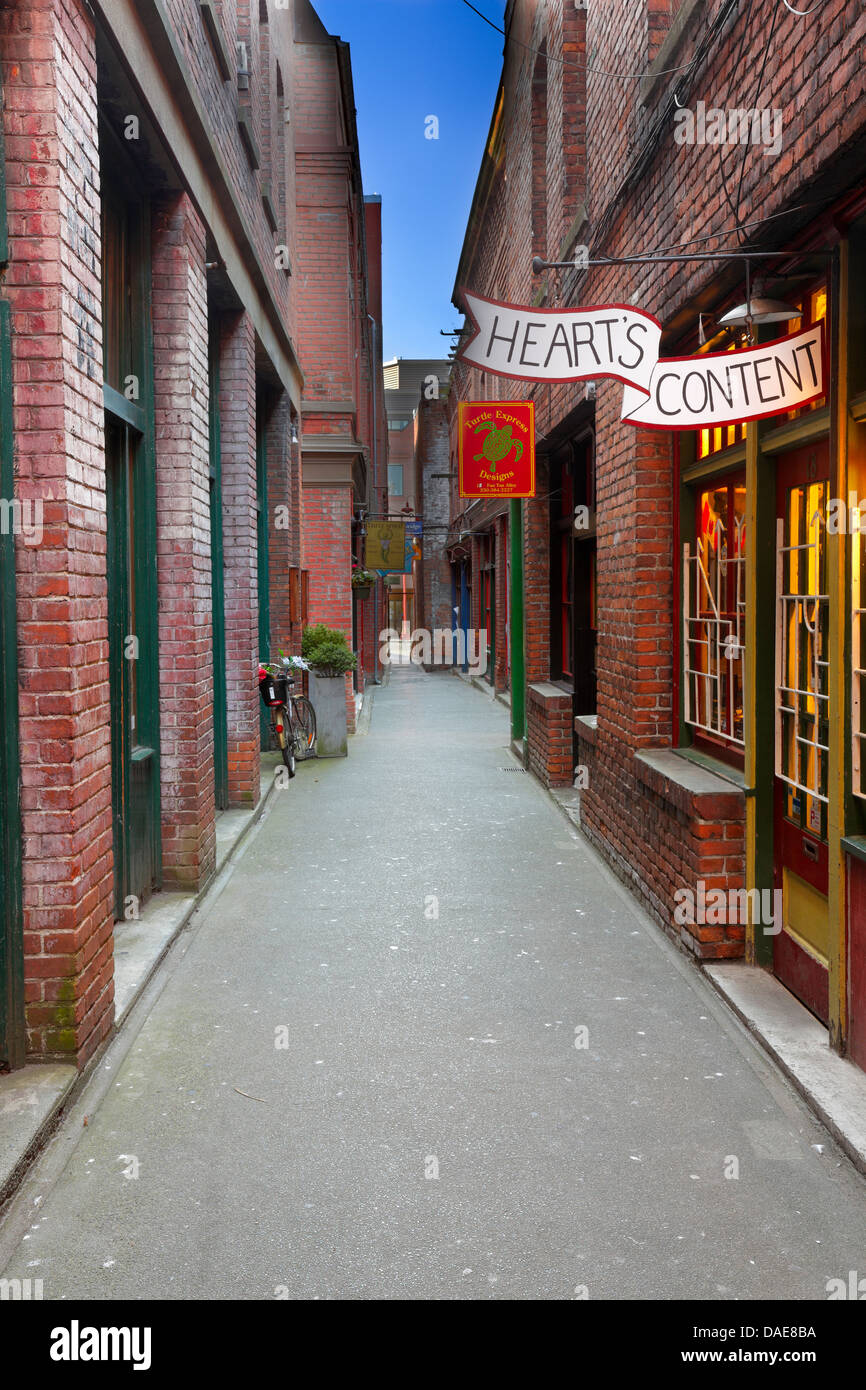 Fan Tan Alley in Chinatown, world's narrowest street-Victoria, British Columbia, Canada. Stock Photo