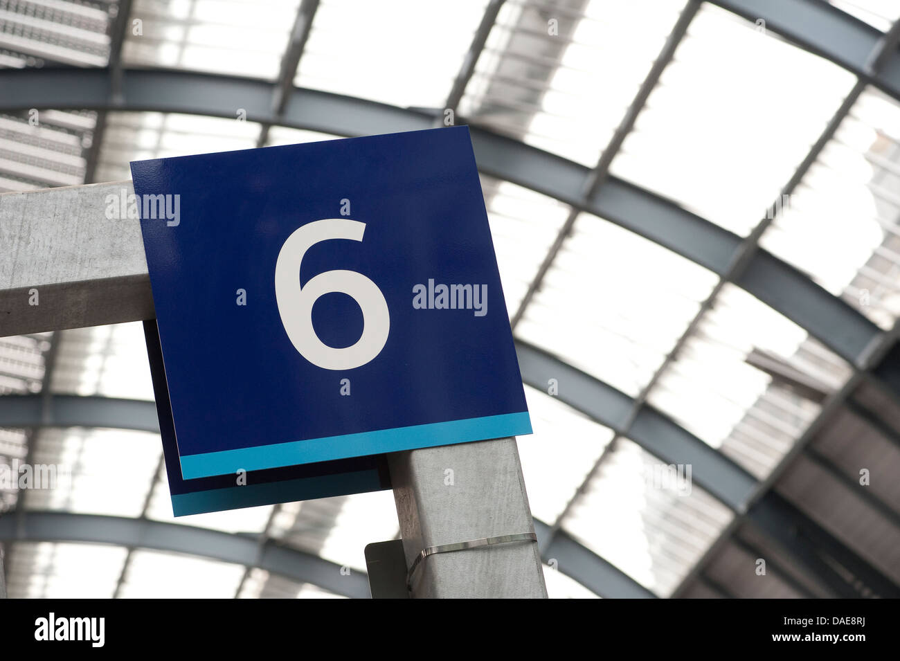 Platform number sign at Kings Cross Railway Station, London, England