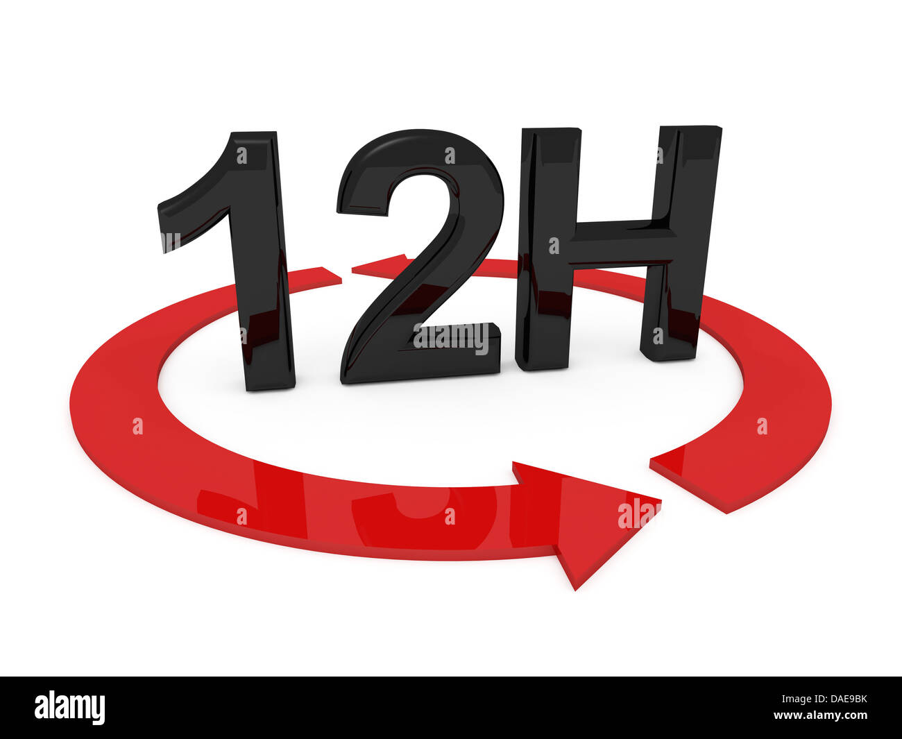 3d image of 12h on white background Stock Photo - Alamy