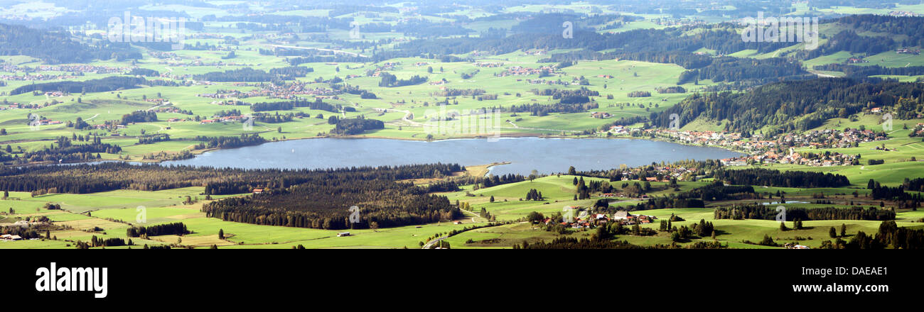 aerial view to lake Hopfensee, Germany, Bavaria, Allgaeu, Fuessen Stock Photo