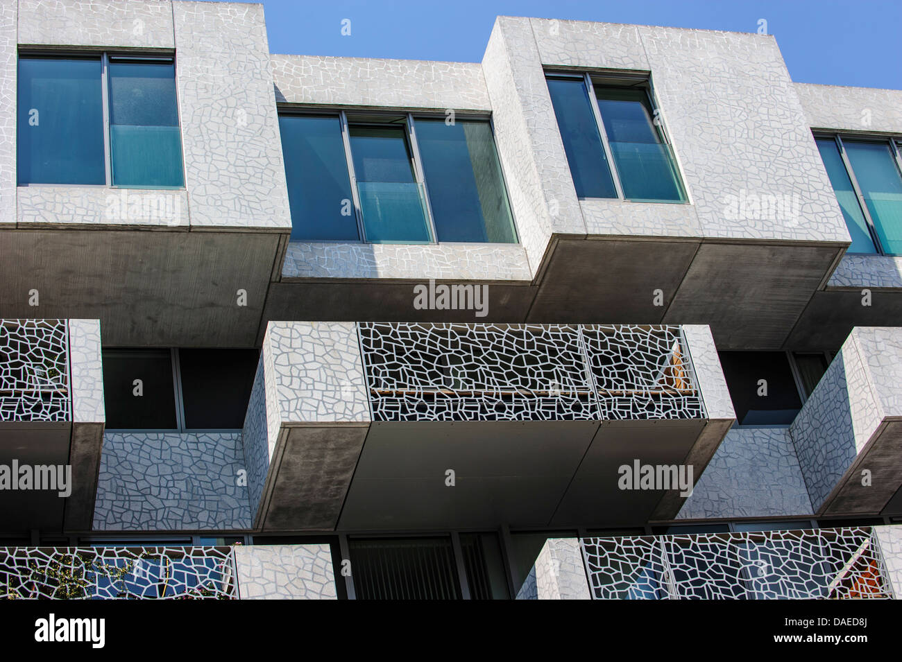 Modern flats with balconies of block of apartments in Leuven / Louvain