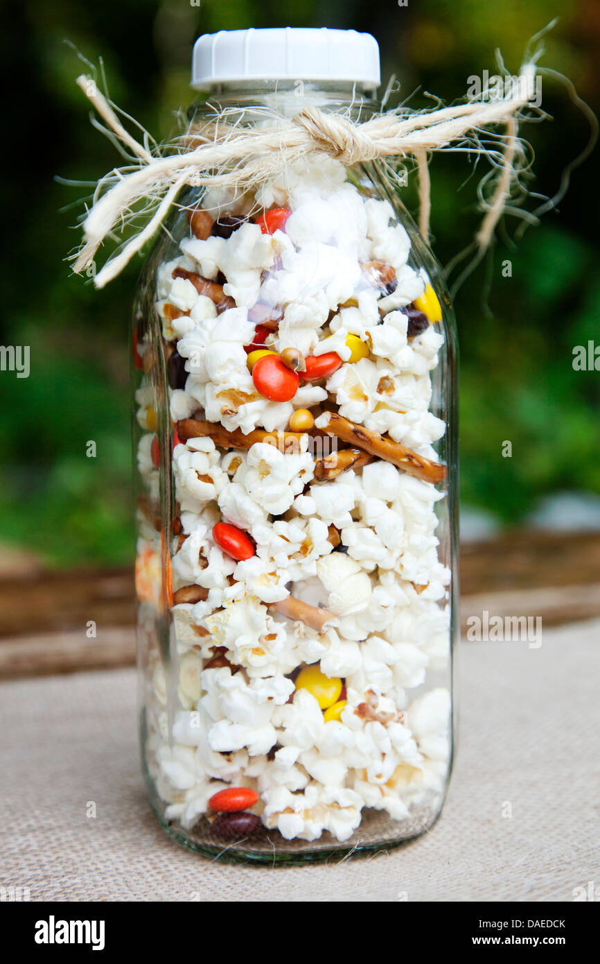 Jar of Popcorn Mix Stock Photo Alamy