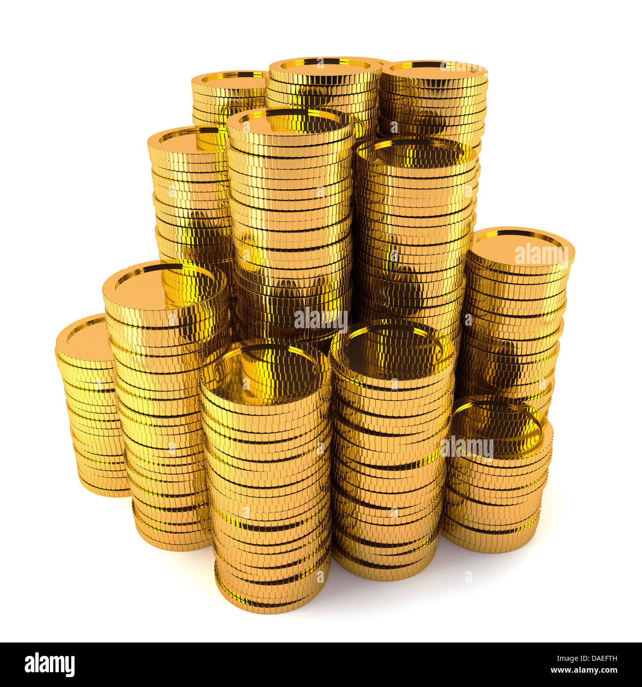 3d render of gold coin stack isolated Stock Photo - Alamy