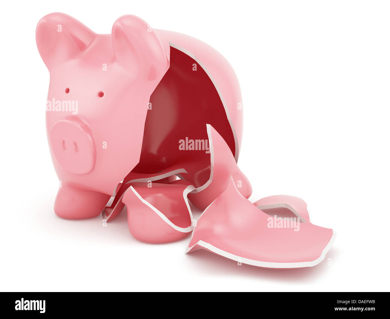 3d render of empty broken piggy bank Stock Photo - Alamy