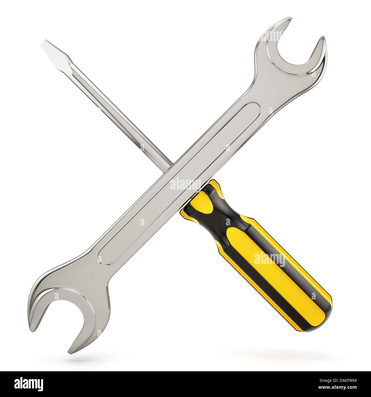 3d render of screwdriver with wrench crossed Stock Photo Alamy