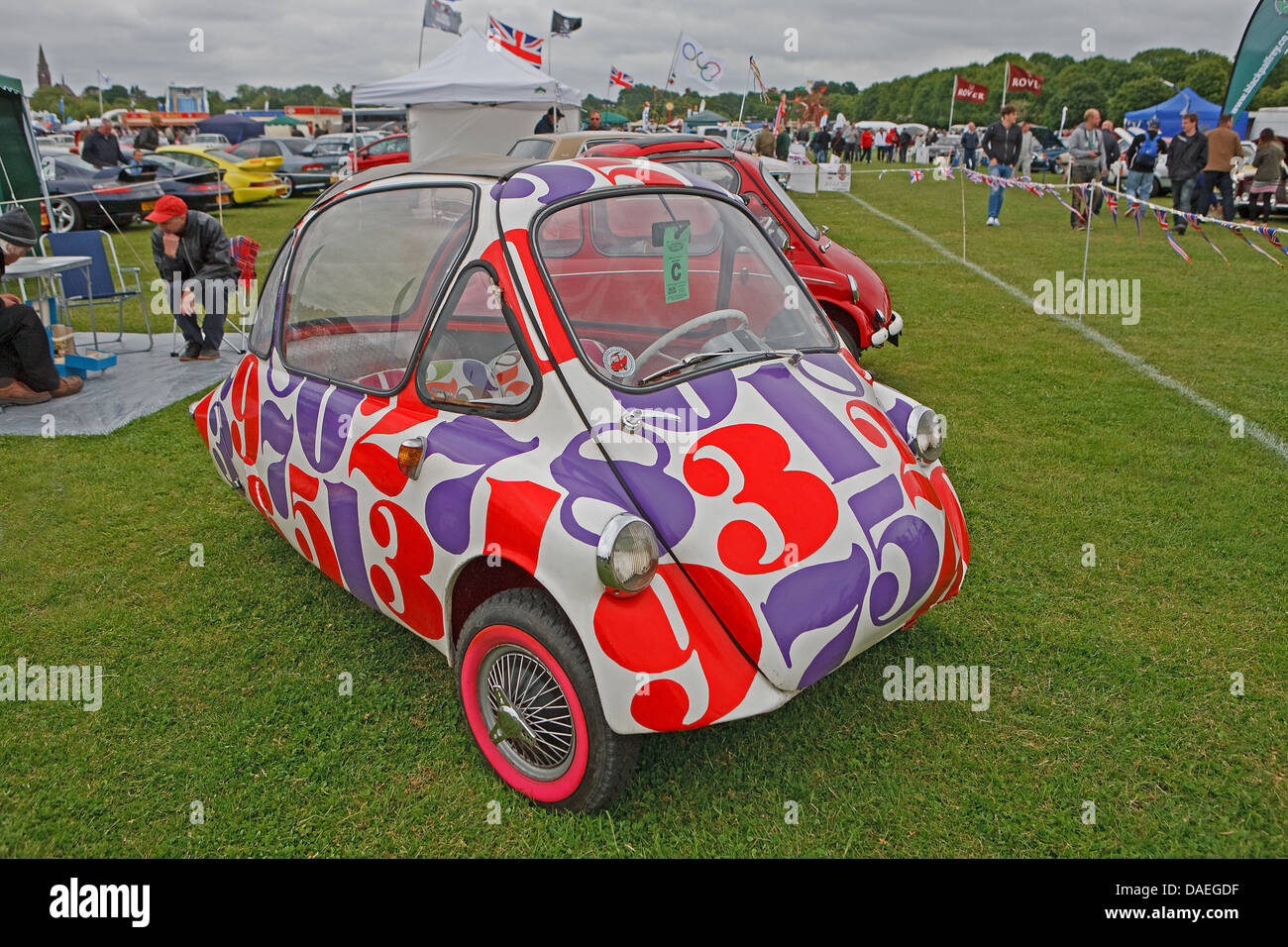 A colourful numbered bubble car on display at the Bromley Pageant of