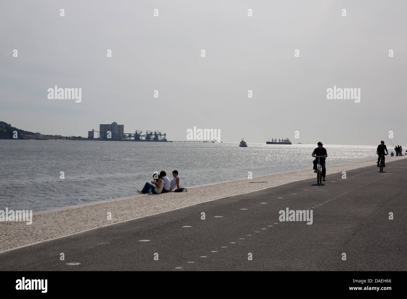 Recreation on Tagus bank in Lisbon, Portugal Stock Photo