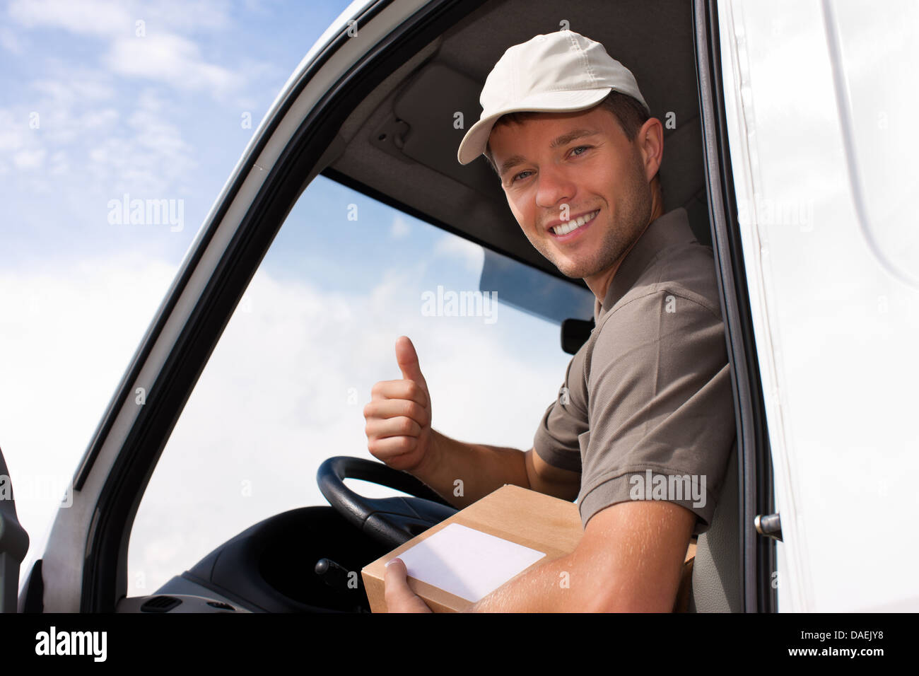 Postal service delivery of a package through a delivery service Stock