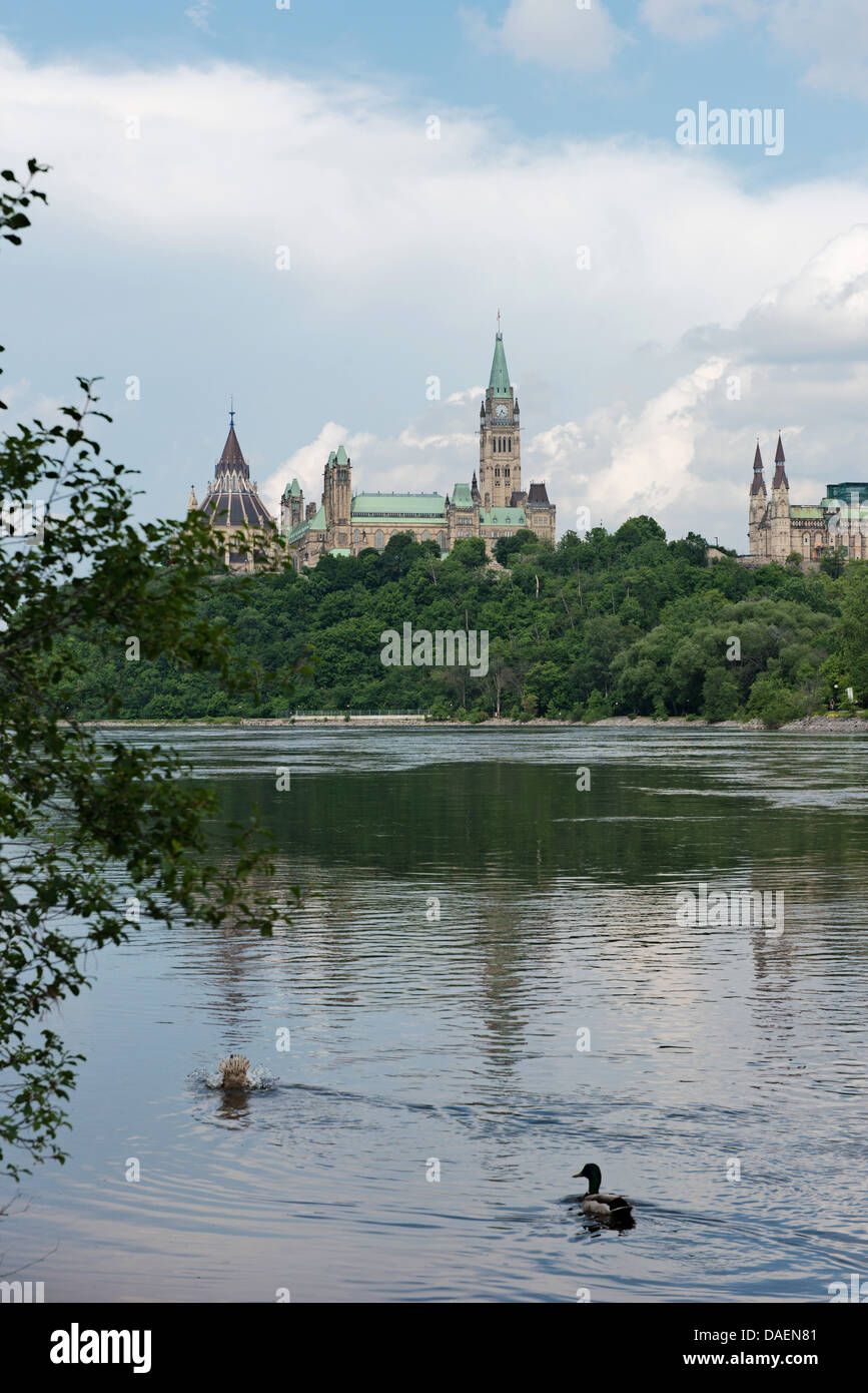 Ottawa View Ottawa skyline, parliament hill and ottawa river on a summer afternoon ...
