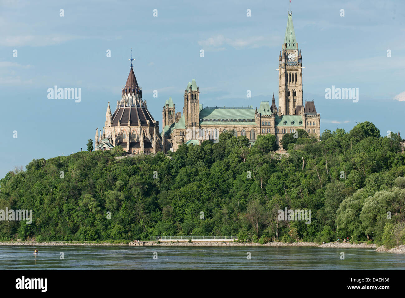 Ottawa skyline, parliament hill and ottawa river on a summer afternoon Stock Photo