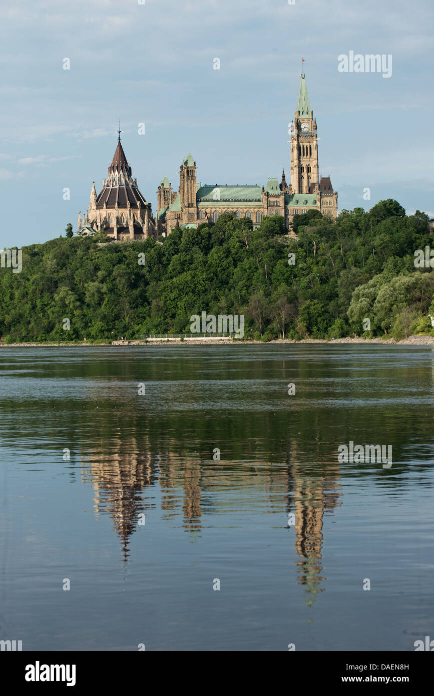 Ottawa skyline, parliament hill and ottawa river on a summer afternoon Stock Photo
