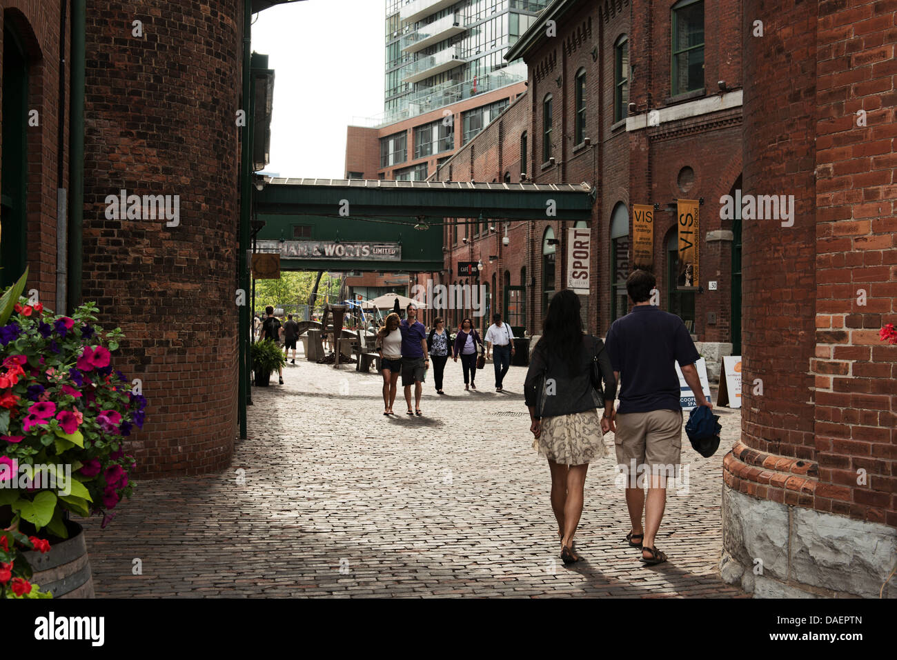 Street scene at the Distillery district in Toronto, Ontario, Canada Stock Photo