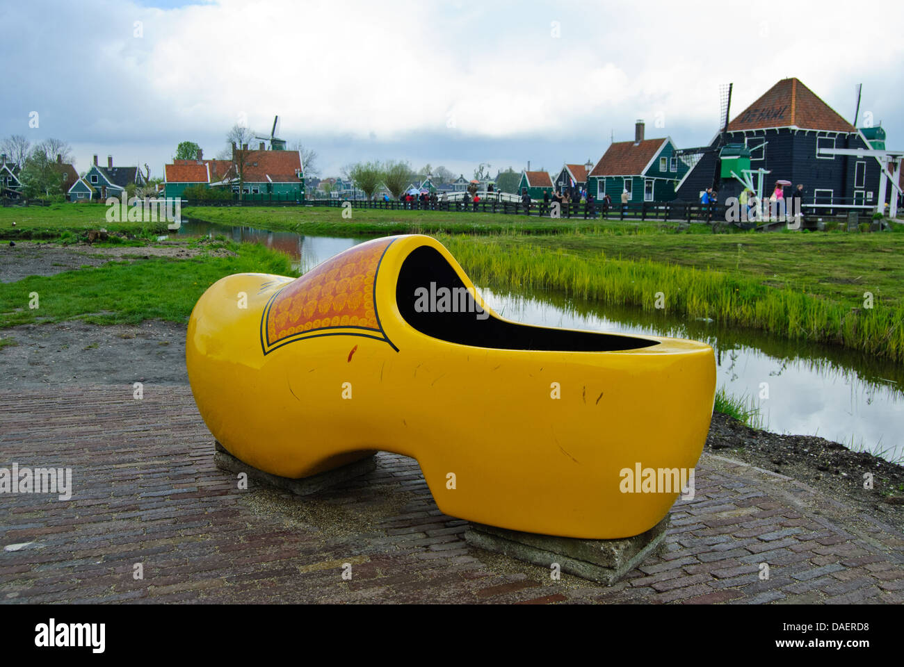 A large traditional clog for tourists to take picture in Zaanse Schans village Stock Photo