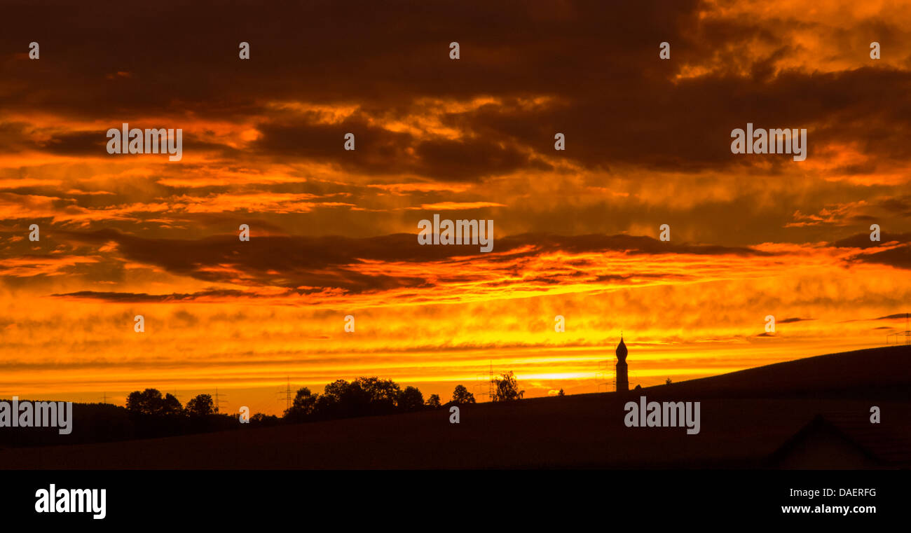 evening glow, Germany, Bavaria Stock Photo