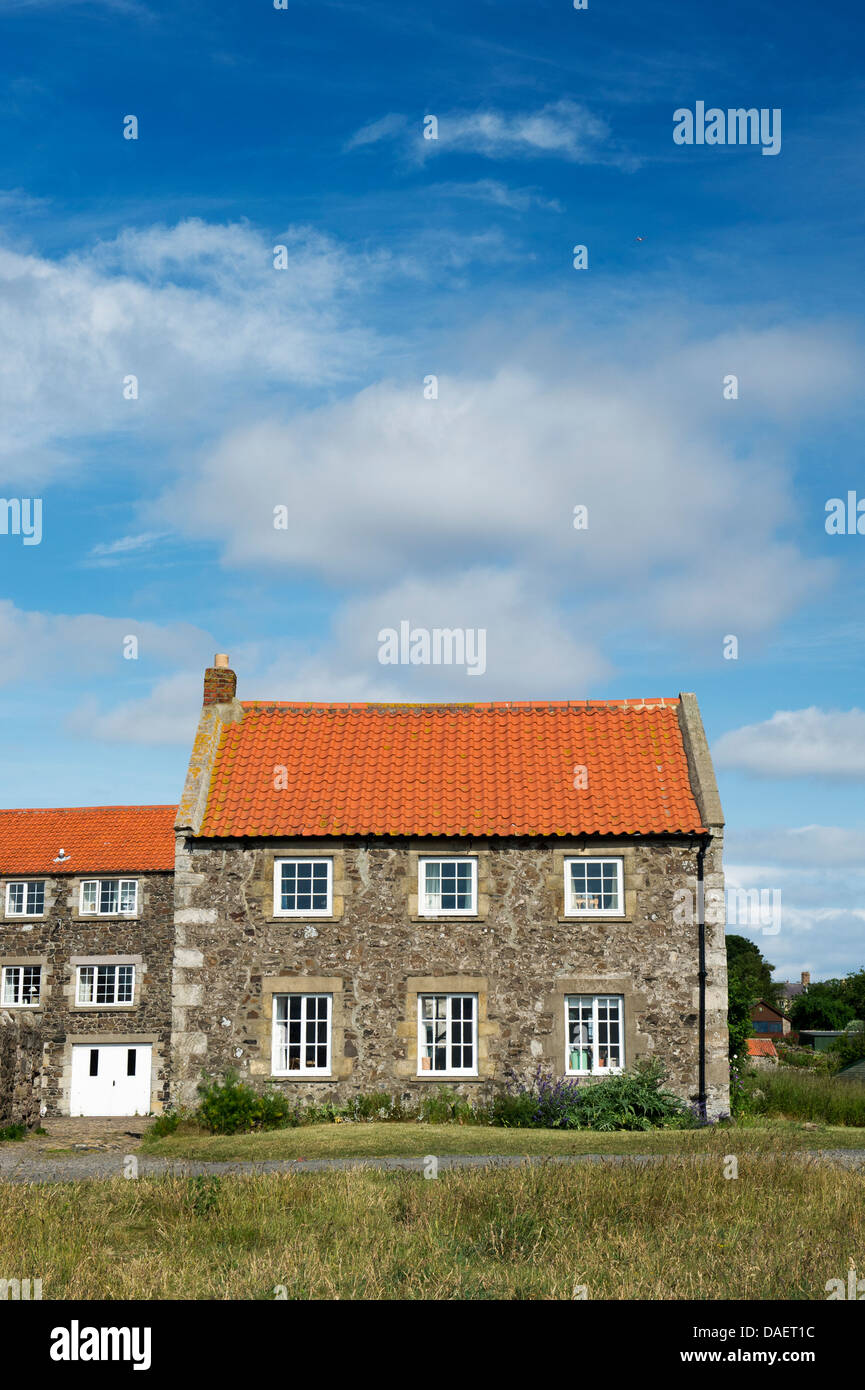 Houses on Holy Island, Lindisfarne, Northumberland, England Stock Photo