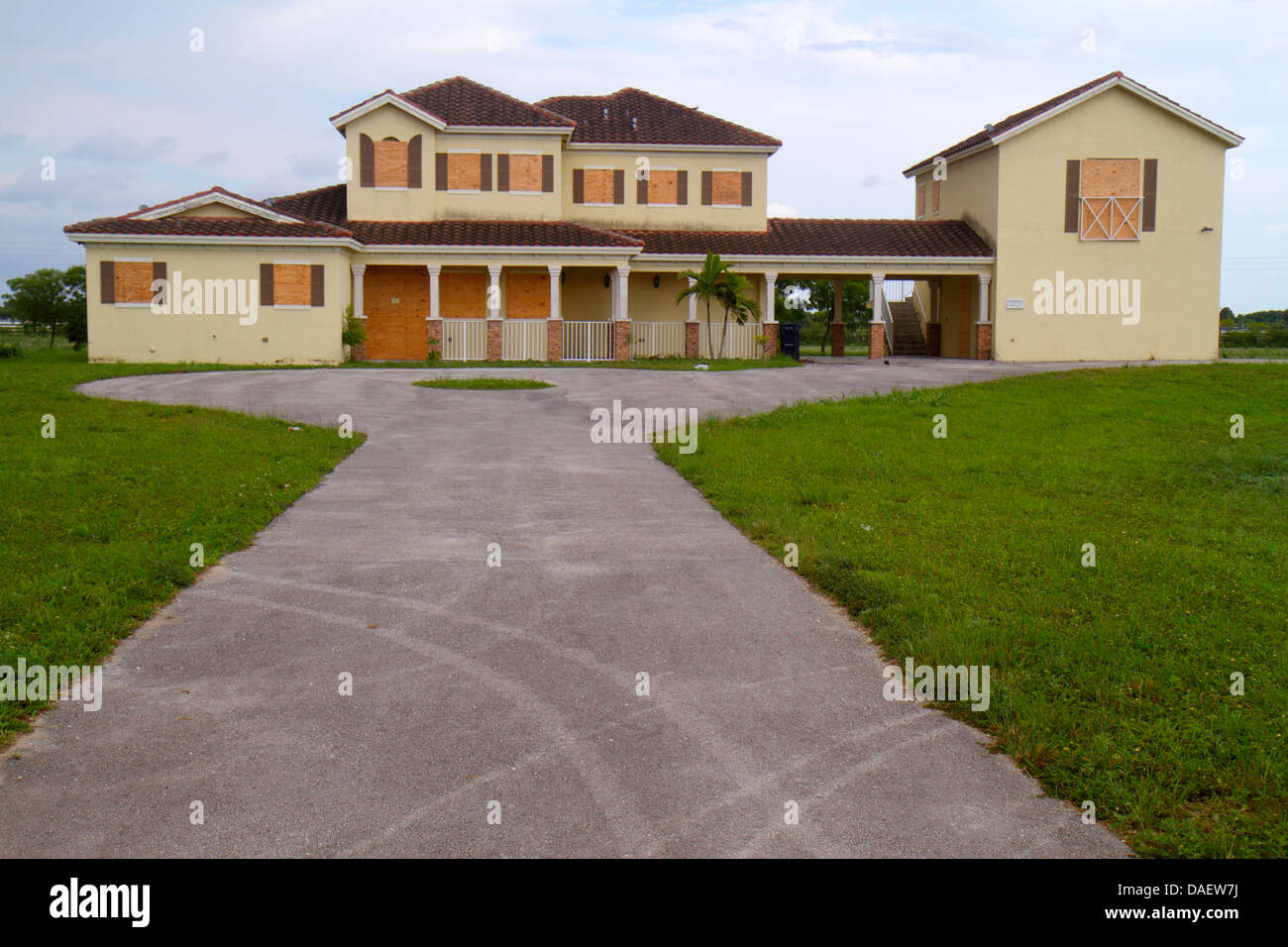 Miami Florida,Homestead,Redland,mansion,house home houses homes residence,home,residence,boarded up,vacant,abandoned,empty,crisis,bubble,financial,for Stock Photo