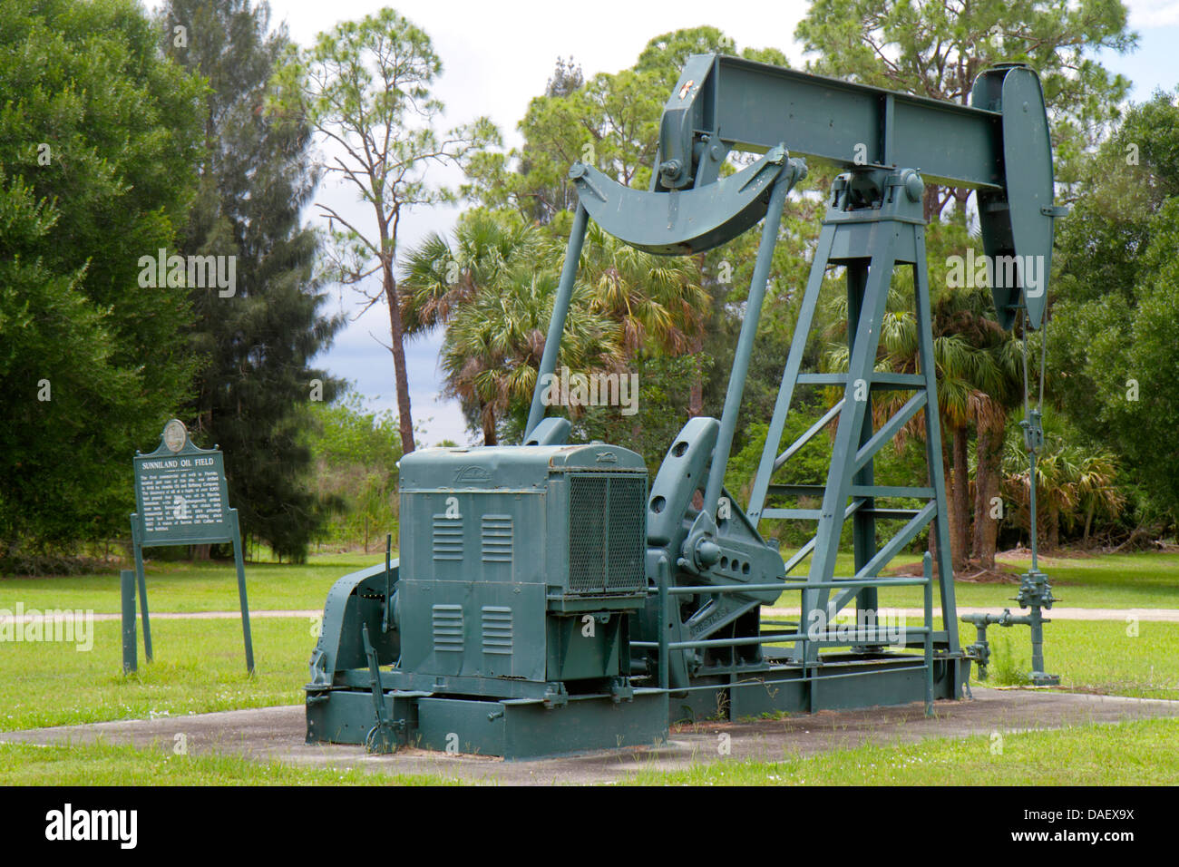 Florida Immokalee,Sunniland Oil Field,pump,historical marker,FL130601043 Stock Photo