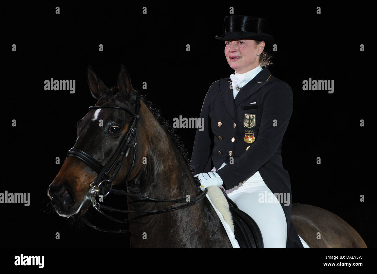 Dressage horse Satchmo, ridden by Isabell Werth, takes his leave form ...