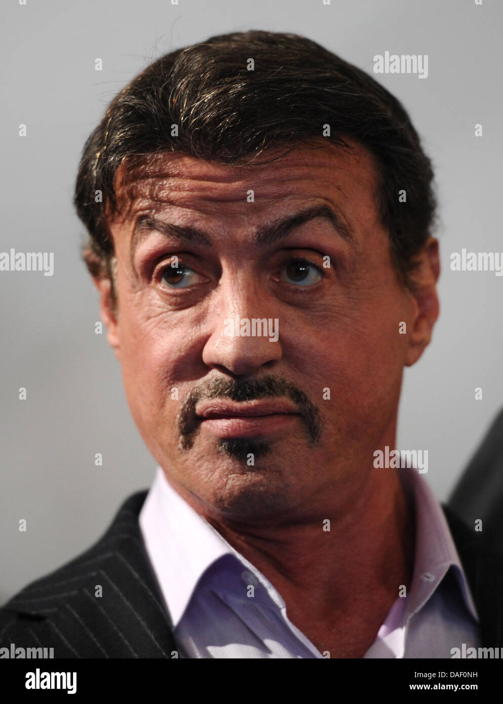 US actor Sylvester Stallone poses during a photo call at the Stage Entertainment musical company in Hamburg, Germany, 20 November 2011. The boxer musical 'Rocky' is said to premiere in Hamburg in 2012. Photo: Christian Charisius Stock Photo