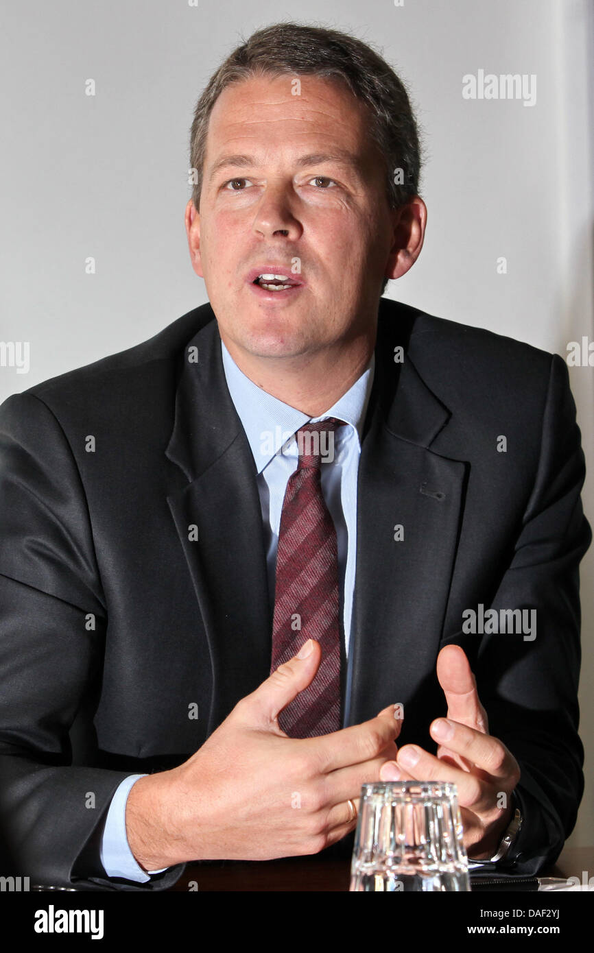 Axel Schroeder, CEO of MPC Holding, attends a press conference in