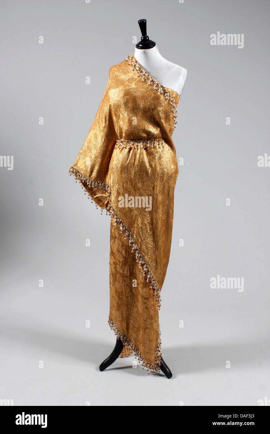green emerald velvet dress Cleopatra Elizabeth Taylor Yellow Dress – Hoprom main image 1