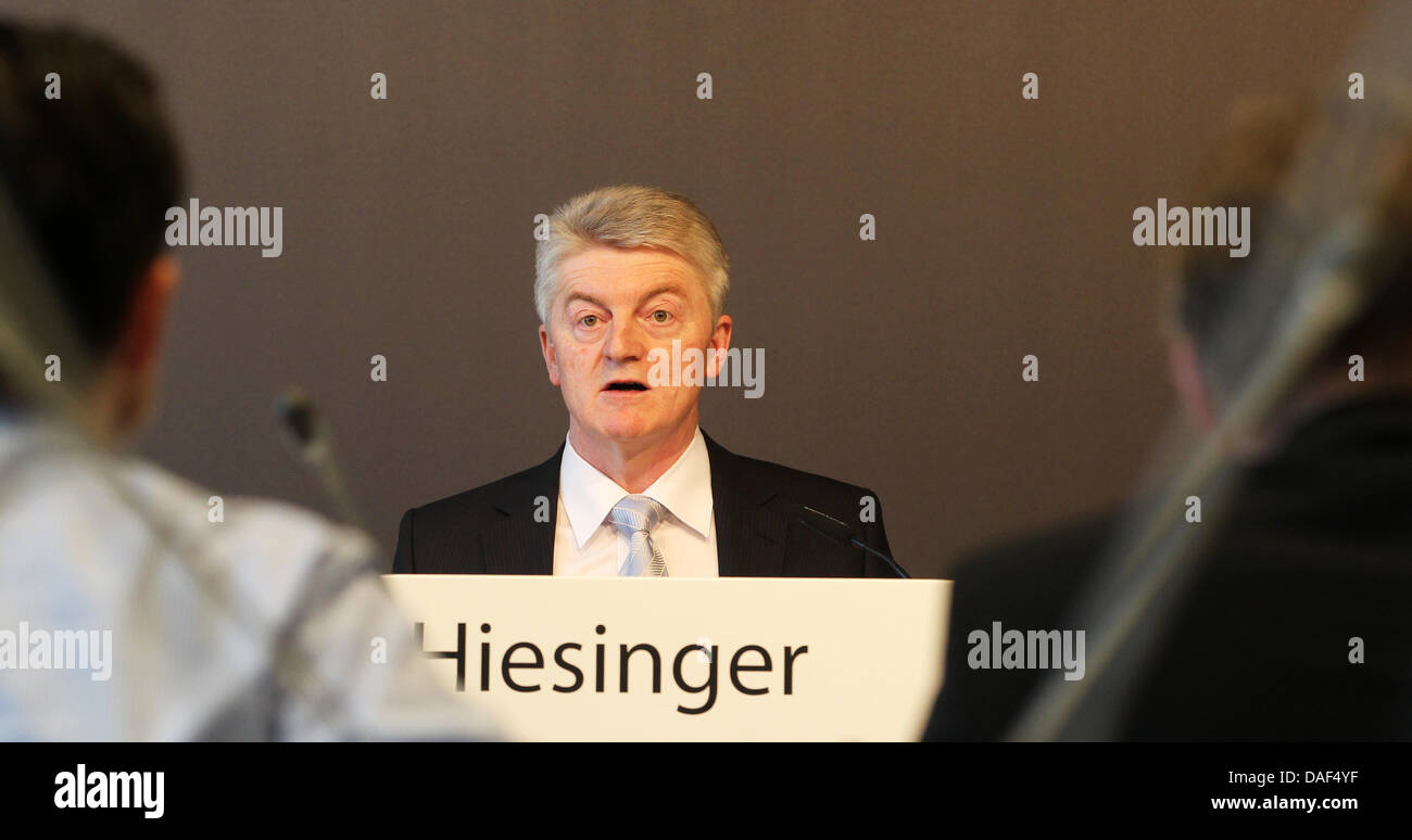 Heinrich Hiesinger, CEO of TyssenKrupp AG, answers journalists' questions at company headquarters in Essen, Germany, 02 December 2011. Hiesinger presented the yearly financial report of the steel company during the press conference. Photo: ROLAND WEIHRAUCH Stock Photo