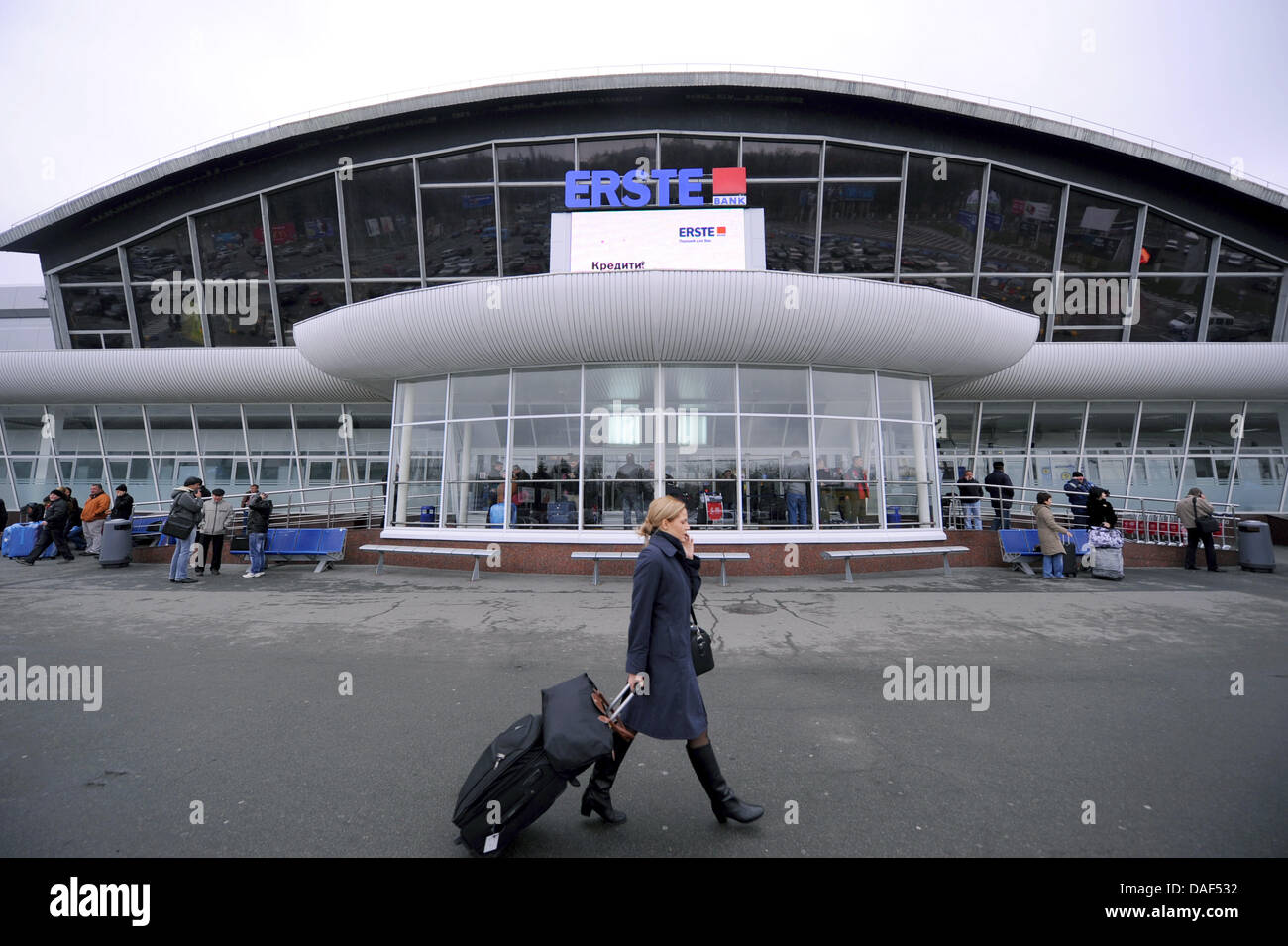 The exterior of Boryspil International Airport is pictured near Kiev, Ukraine, 12 November 2011. The Ukrainian capital is a location for the soccer Euro 2012, which will take place in Ukraine and Poland. Three preliminaries, one quartfinal and the final will take place in the Olympic Stadium in Kiev. Photo: Thomas Eisenhuth Stock Photo