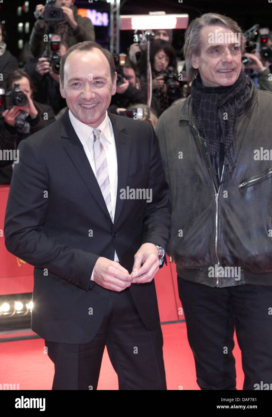 US actor Kevin Spacey (L) and British actor Jeremy Irons arrive for the