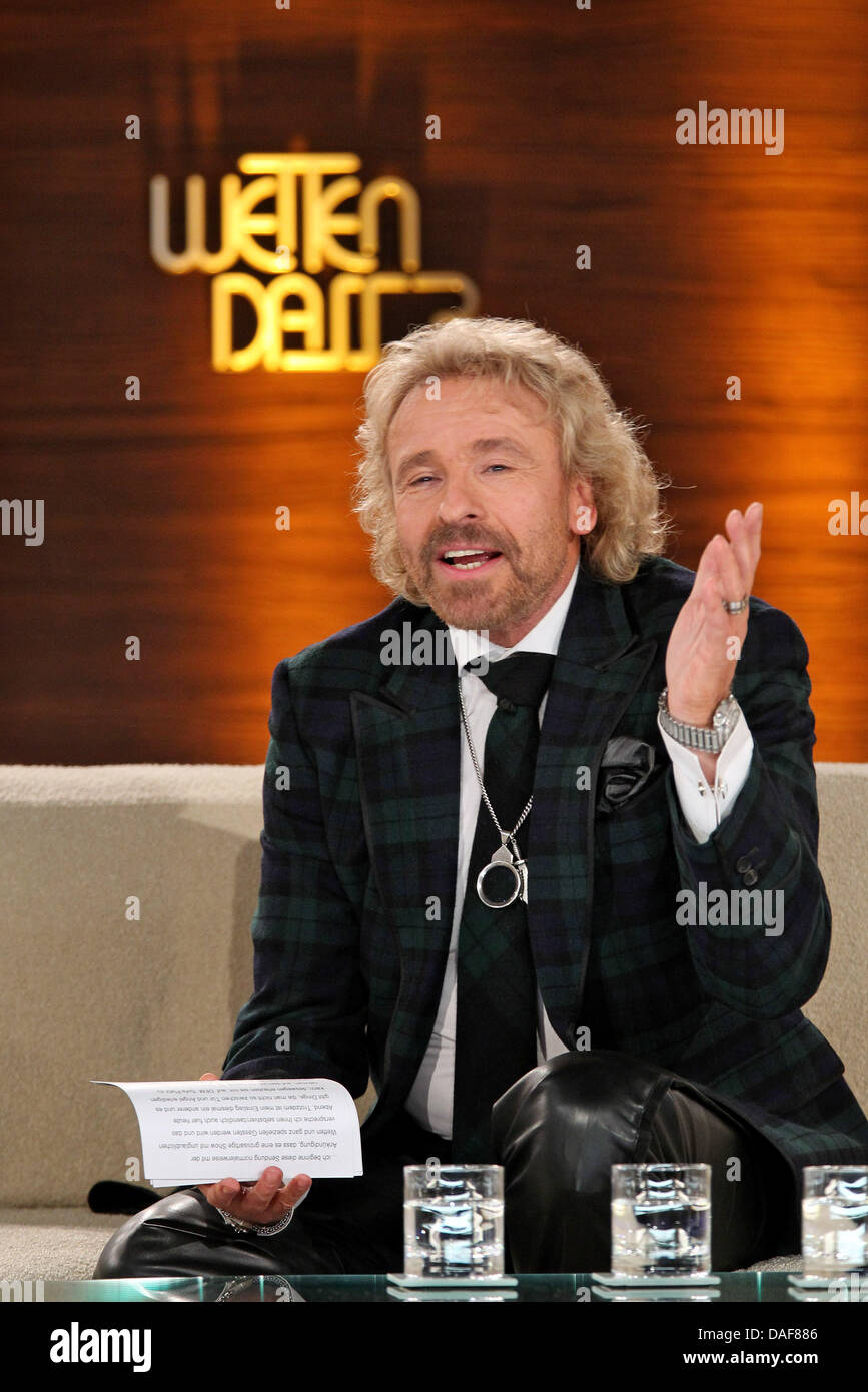 German TV host Thomas Gottschalk on stage during live broadcast of