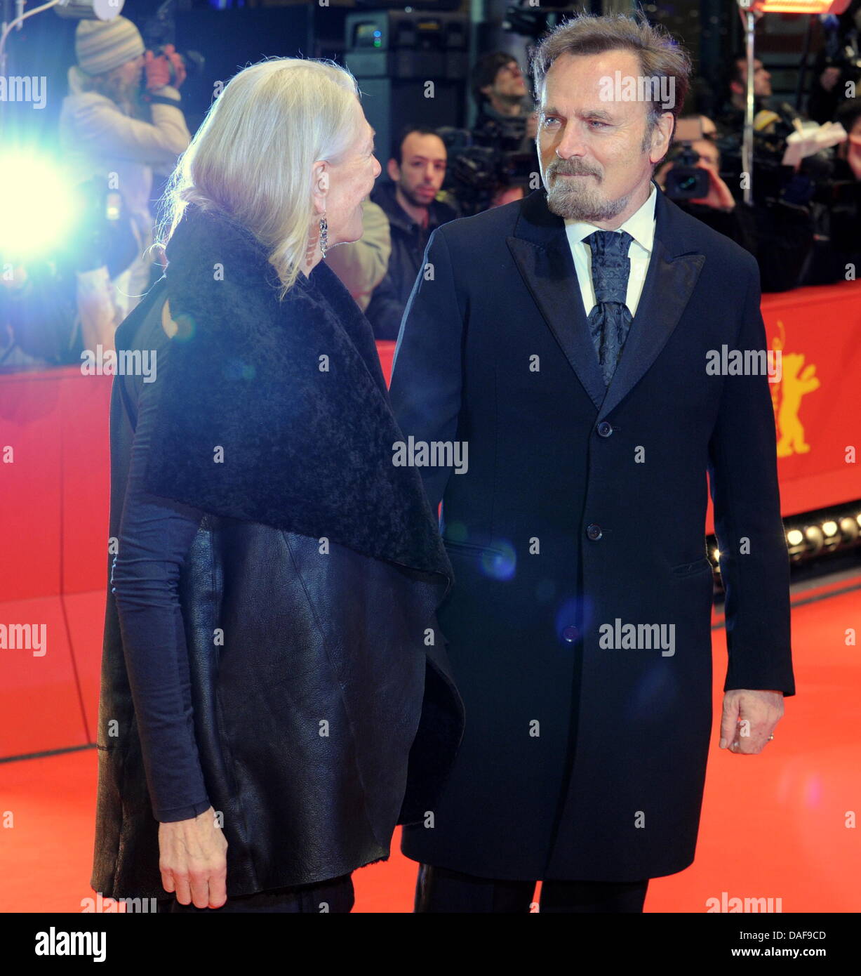 British actress Vanessa Redgrave (l) and her husband, Italian actor Franco Nero arrive for the premiere of movie 'Coriolanus' during the 61st Berlin International Film Festival in Berlin, Germany, 14 February 2011. The film runs in competition of the International Film Festival. The 61st Berlinale takes place from 10 to 20 February 2011. Photo: Tim Brakemeier Stock Photo